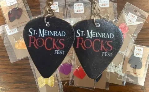 Earrings made from guitar picks