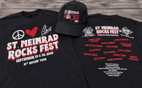 Black shirts and hats with the Rocks Fest logo